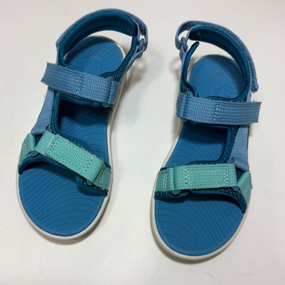 Cat & Jack Youth Boy Size 12 Blue Sandals with Adjustable Straps and White Sole - Picture 2 of 13